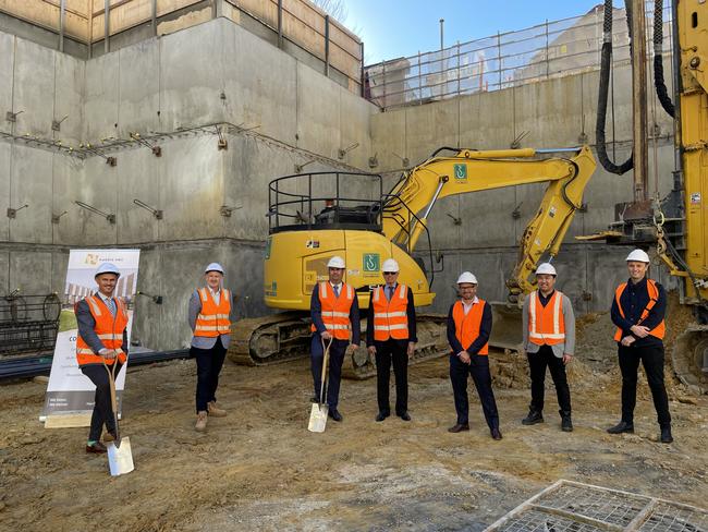 Moonee Valley Mayor Cam Nation (left) at the Penny Lane groundbreaking ceremony