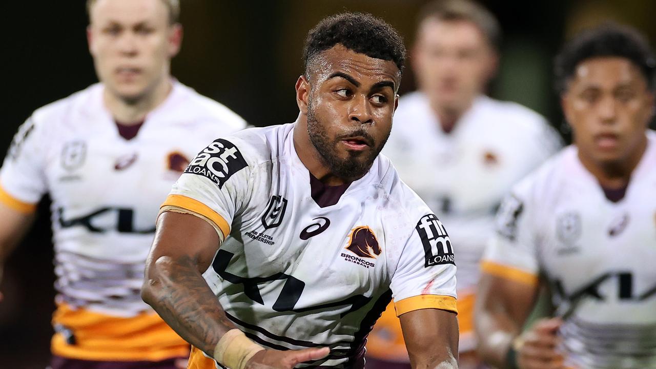 Ezra Mam has settled into the five-eighth role at the Broncos after the departure of Anthony Milford. Picture: Cameron Spencer/Getty Images