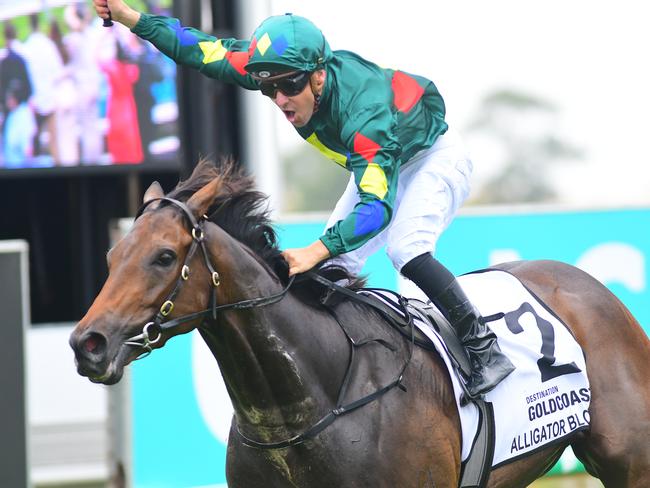 Alligator Blood wins the Magic Millions Guineas. Picture: Trackside Photography