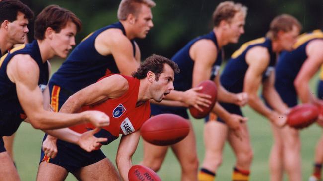 Tony McGuinness trains at West Lakes in 1993. Picture: Nicholas Wilson