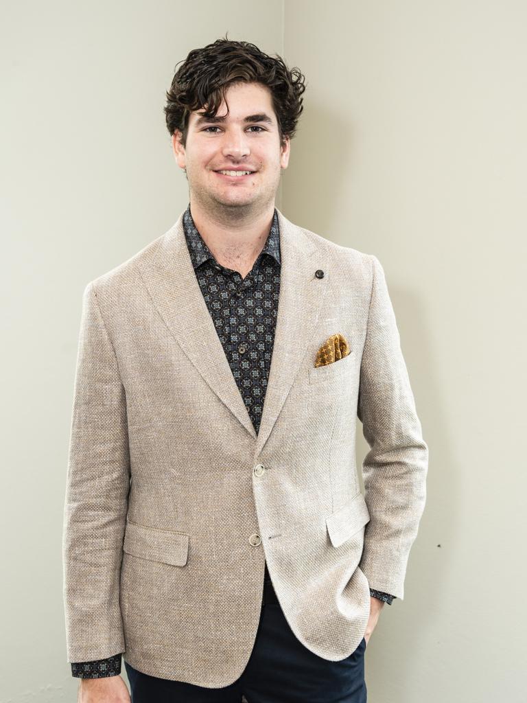 Model Josh Smith prepares for the runway for the Kaye Foley Modelling Academy and Agency show at the Melbourne Cup luncheon hosted by Rotary Club of Toowoomba City raising funds for Protea Place, Tuesday, November 1, 2022. Picture: Kevin Farmer