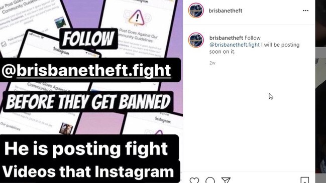 Youths use the BrisbaneTheft Instagram page to post about their exploits and stolen car conquests.