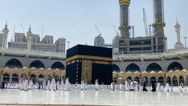 Pilgrims circumambulate the Kaaba in the Grand Mosque complex in Mecca on Sunday. Picture: AFP