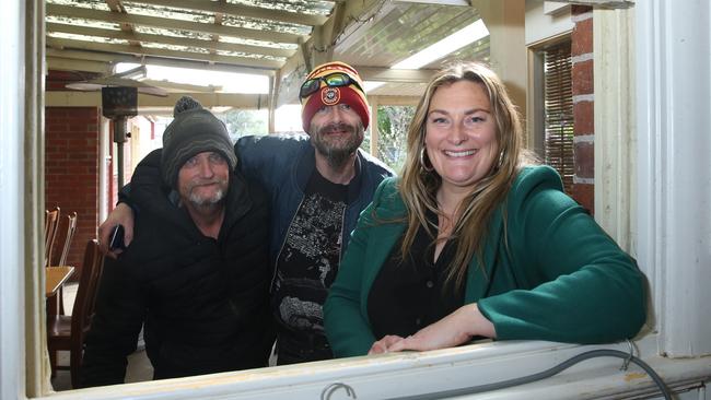 Jade Hamilton with Bill and Adam at the Lazarus Community Centre. Picture: Alan Barber