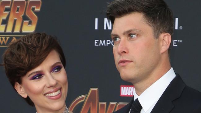 LOS ANGELES, CA - APRIL 23: Elizabeth Olsen at the World Premiere of Avengers: Infinity War at El Capitan Theatre in Los Angeles, California on April 23, 2018. 23 Apr 2018 Pictured: Scarlett Johansson and Colin Jost. Photo credit: FS/MPI/Capital Pictures / MEGA  TheMegaAgency.com +1 888 505 6342