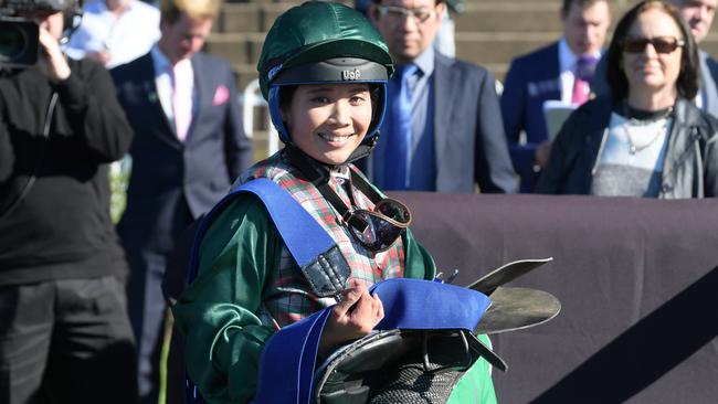 Jockey Deanne Panya gave Patch the horse to Chynna Marston for rehoming. Picture: AAP