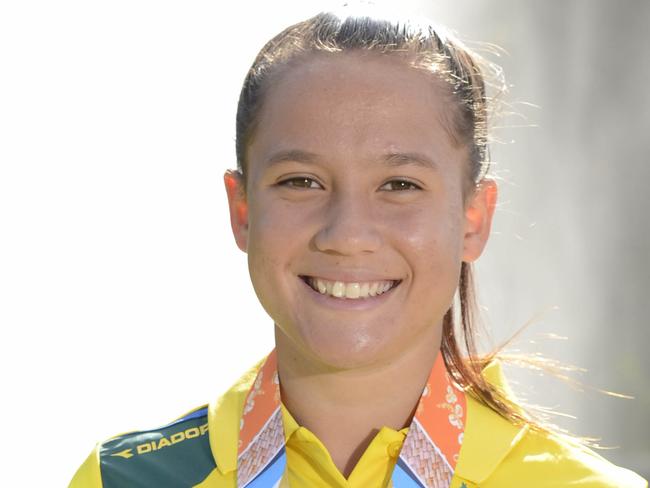 Page McGregor, Commonwealth youth game medalist.Launch of womens Rugby Sevens National Series at Macquarie University Lake.