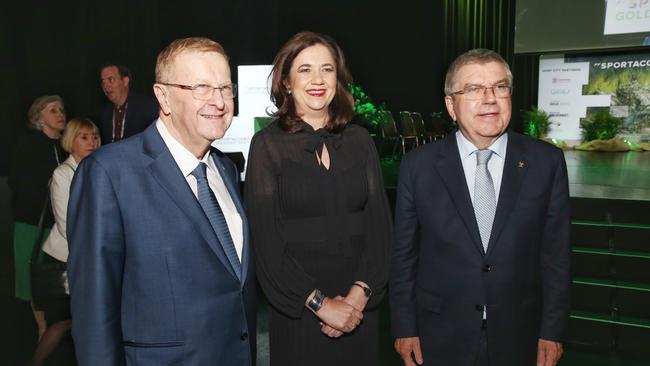 Premier Annastacia Palaszczuk with IOC President Thomas Bach and Australian Olympic chief John Coates.