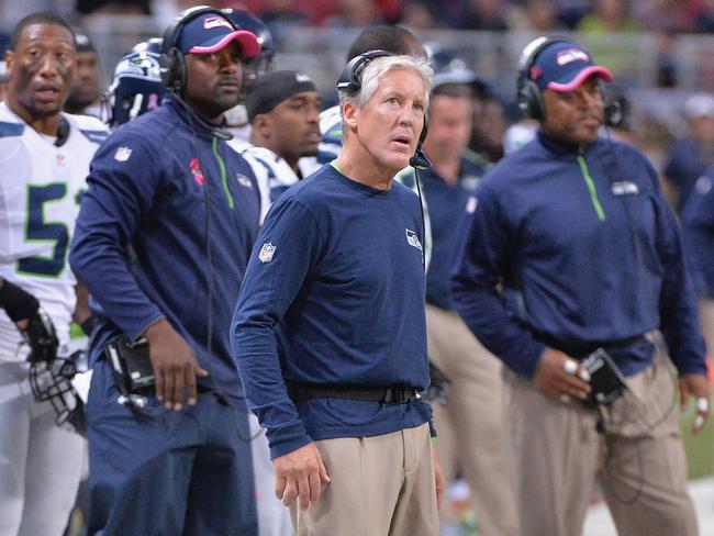 Seattle head coach Pete Carrol reacts to another surprise St Louis move.