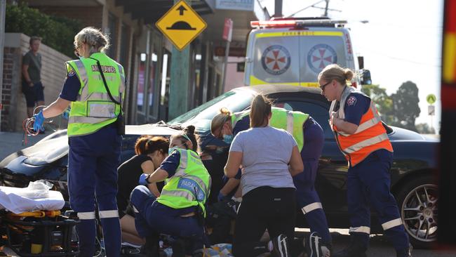 Four NSW Ambulance crews and specialist NSW Police were rushed to the scene. Picture: NCA NewsWire / Nicholas Eagar