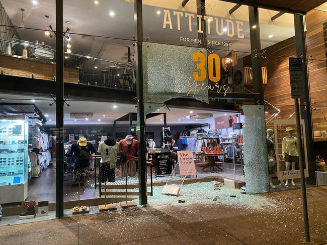 Damage at Attitude for Men following a ram raid.