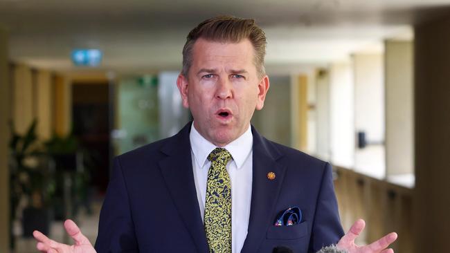 Queensland Deputy Premier Jarrod Bleijie during a press conference in Brisbane. Picture: Tertius Pickard