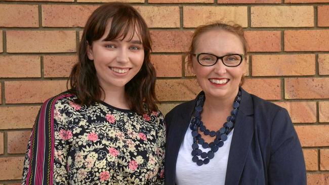 WELL DONE: Former Kingaroy student Meghann Plant was awarded the Ellen Mary Kent Hughes Memorial Scholarship by Stephanie Denman from South Burnett Women, at the International Women's Day luncheon in Kingaroy. Picture: Madeline Grace