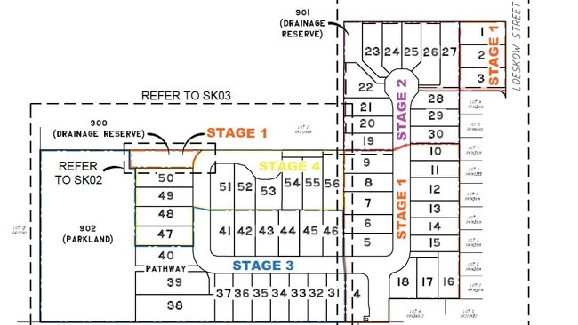 A development application is being considered by Bundaberg Regional Council to reconfigure a 6.6ha parcel of land into 56 housing blocks at 23 Loeskow Street, Bundaberg North.