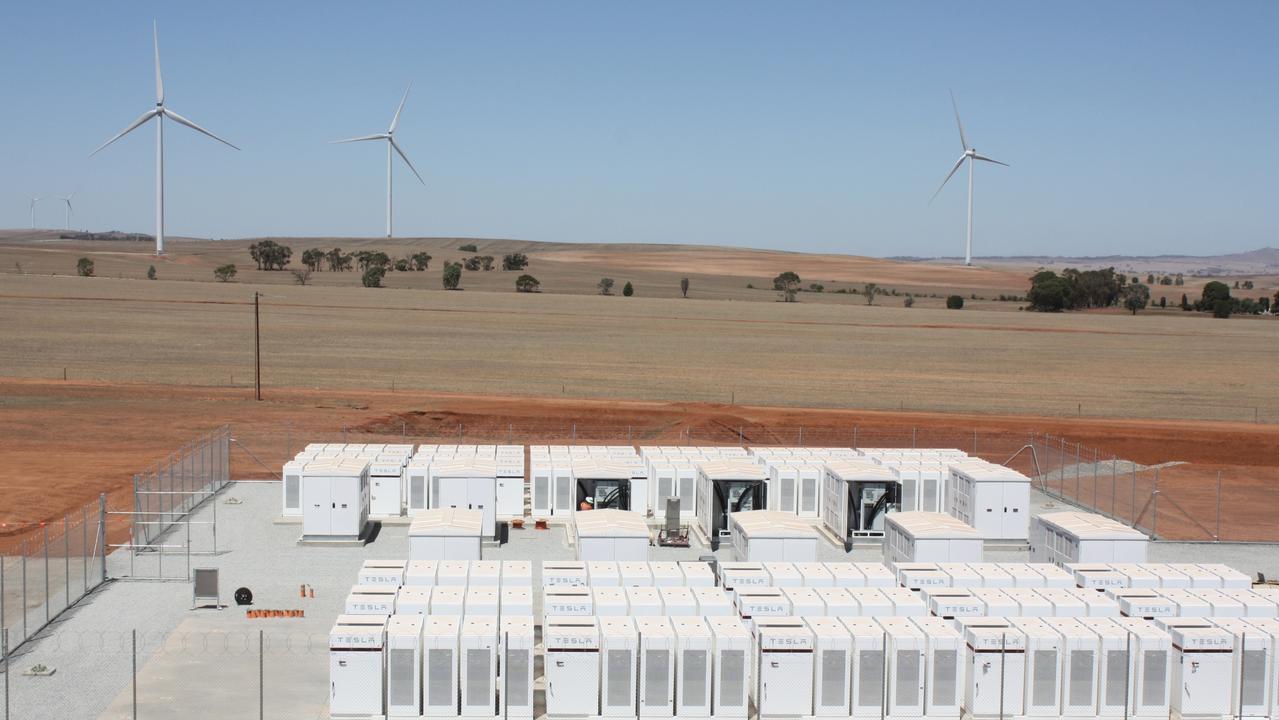 The Hornsdale Power Reserve in Jamestown, South Australia uses Tesla batteries to store electricity generated from renewable sources. Picture: Chris Russell