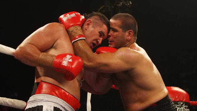 The heavyweight bout between Carl Webb and Scott Lewis at the Sydney Entertainment Centre.