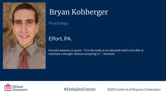 Kohberger received his master’s degree in psychology from DeSales University in 2020. Picture: DeSales University