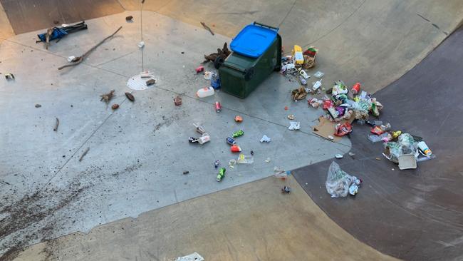 The Morton Road reserve skate park opened at Christie Downs last week and within days vandals had filled the skate bowl with rubbish. Picture: City of Onkaparinga