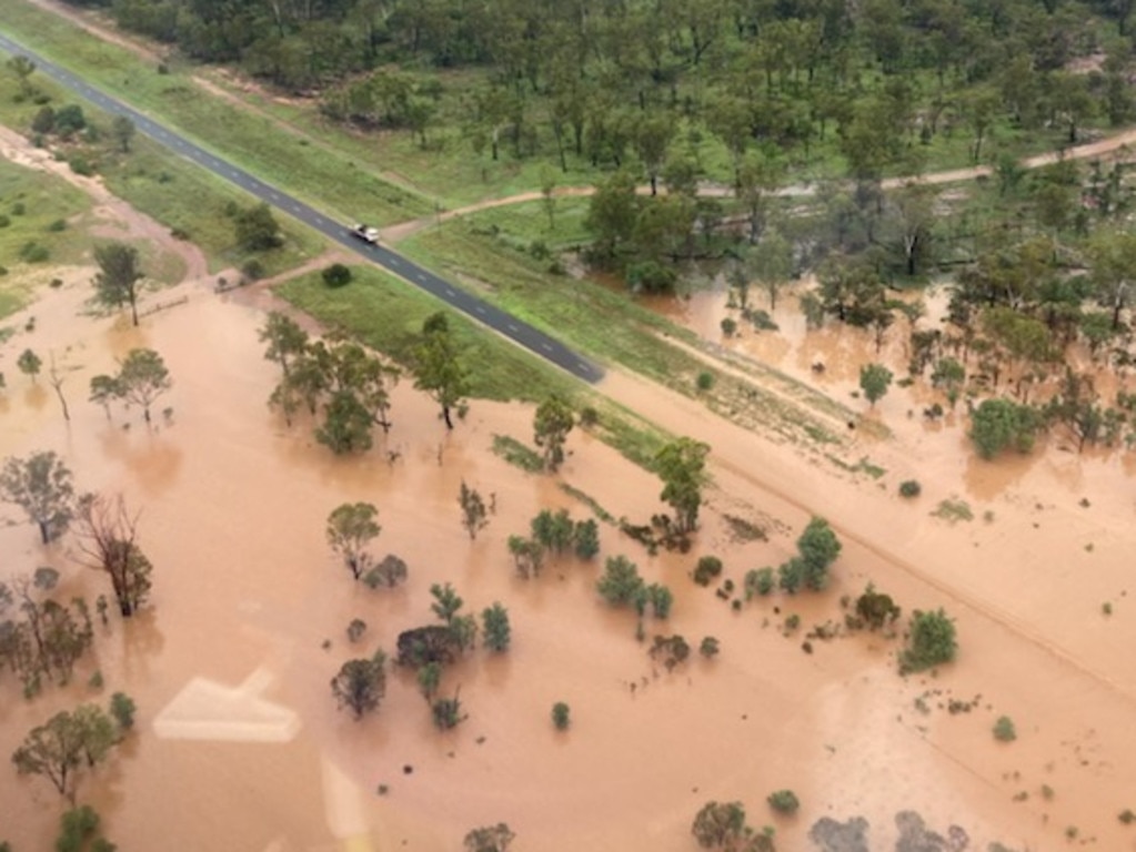 Flash flooding near Clermont on Thursday, November 25, 2021. Picture: RACQ CQ Rescue