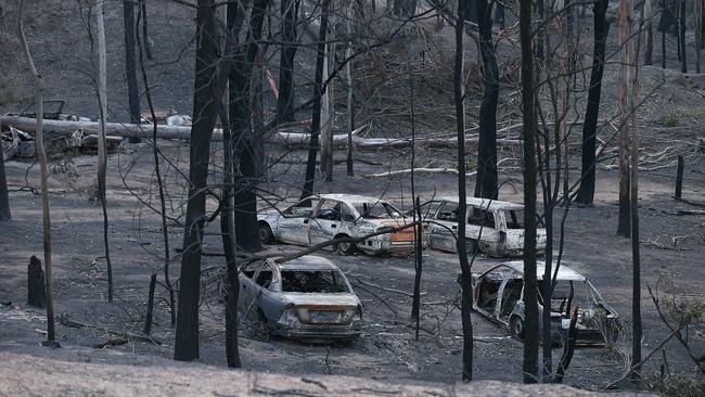 Car smoulder at Wytaliba located deep in a remote valley east of Glen Innes, NSW. Picture: Lyndon Mechielsen