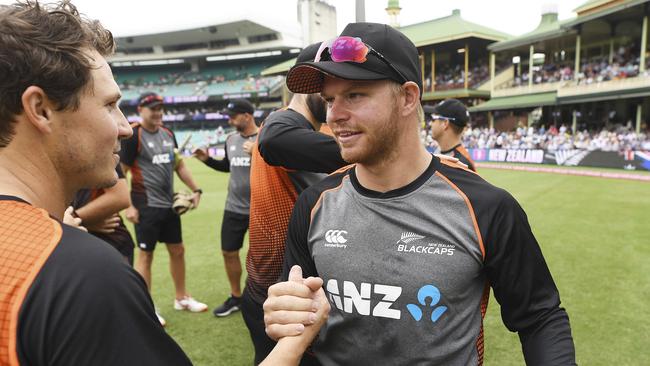 New Zealand batsman Glenn Phillips (R) made a mad dash across the Tasman to make his Test debut. Picture: AP