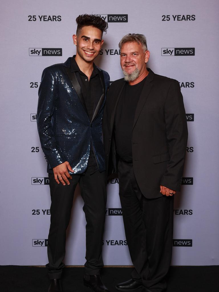 Isaiah Firebrace and Matthew Doyle, at the Sky News 25th Anniversary celebration, at Bennelong Restaurant. Picture: Justin Lloyd.