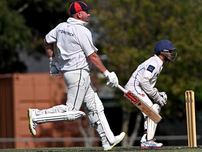 VTCA: St Albans batter Nick Fitzpatrick gets back in his crease. Picture: Andy Brownbill