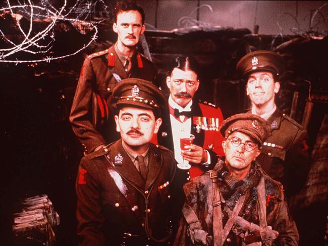 Rowan Atkinson, at front, in the fourth series of Blackadder, Blackadder Goes Forth