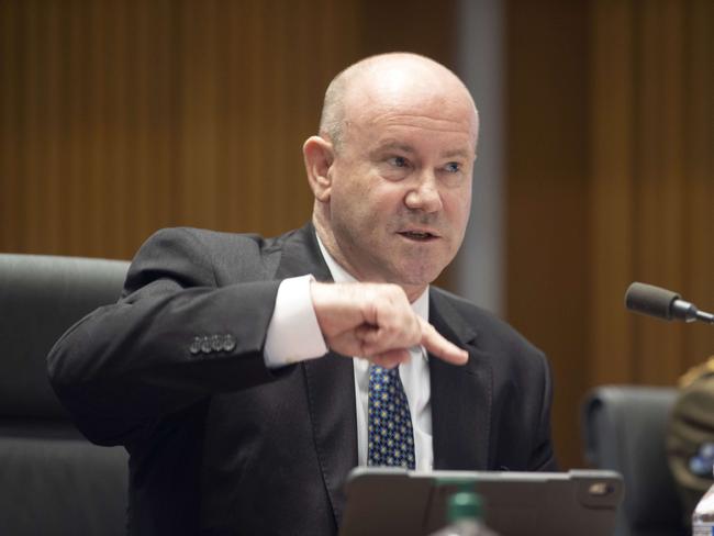 Defence Department Secretary Greg Moriarty at Senate Estimates. Picture: Gary Ramage