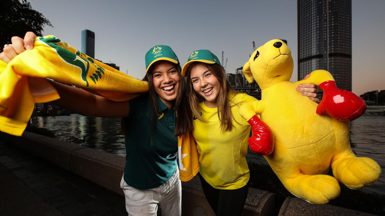 Tazmin Murray, 15 of Varsity Lakes and Chloe Robinson, 16 of Tamborine are excited about Brisbane possibly getting the 2032 Olympic Games. Picture: Zak Simmonds