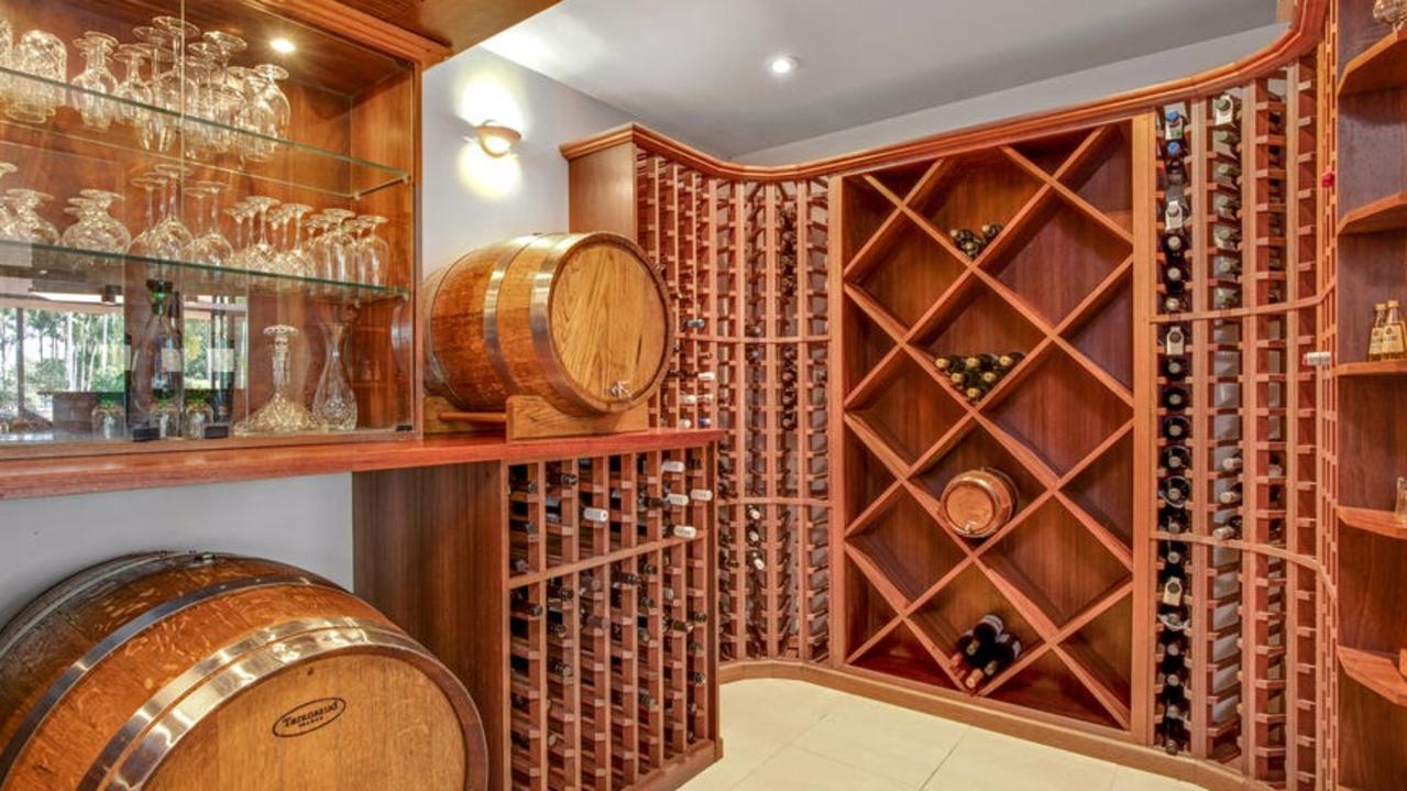 The wine cellar at 39 Larkin Road, Pie Creek, Qld 4570. Pictures: Realestate.com