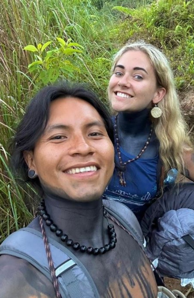 Sunshine Coast woman, Jordan Hauenschild, falls in love with Tarzan in Amazon jungle. Picture – contributed.