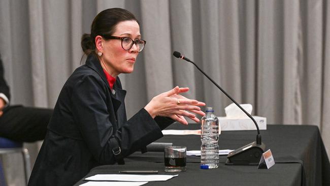 Department of Veterans’ Affairs Secretary Alison Frame answers questions at the Royal Commission into Defence and Veteran Suicide 10th Hearing Block in Adelaide. Picture: NCA NewsWire/Brenton Edwards