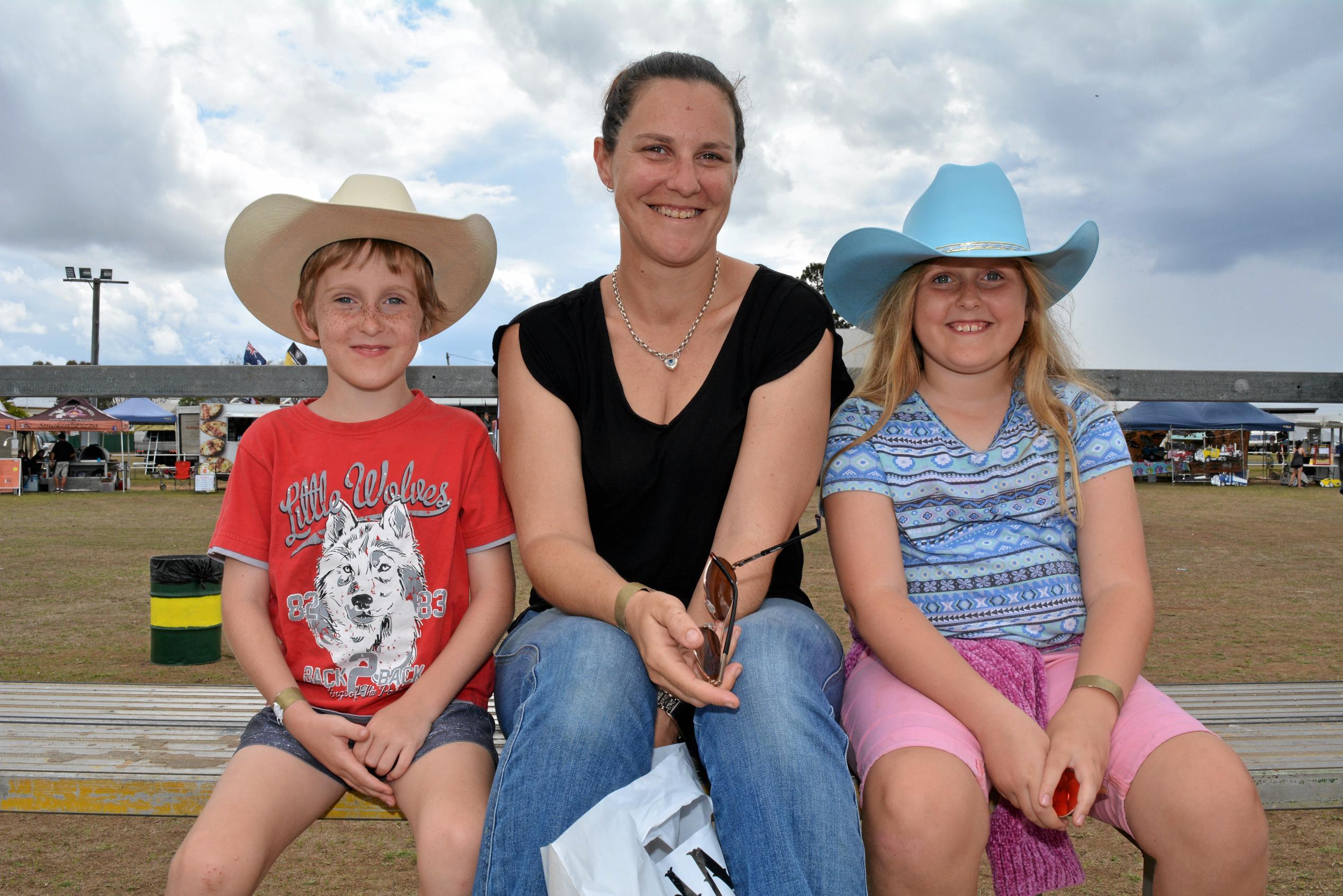 Lowood rodeo, Chelsea, Lachlan and Michelle Howard. Picture: Meg Bolton