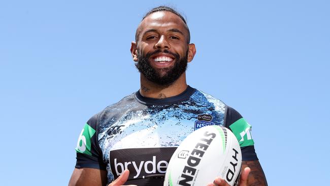 NSW Blues Origin Team are training on the Central Coast again today after their game two victory this week. Pictured is Josh Addo-Carr. Picture: David Swift