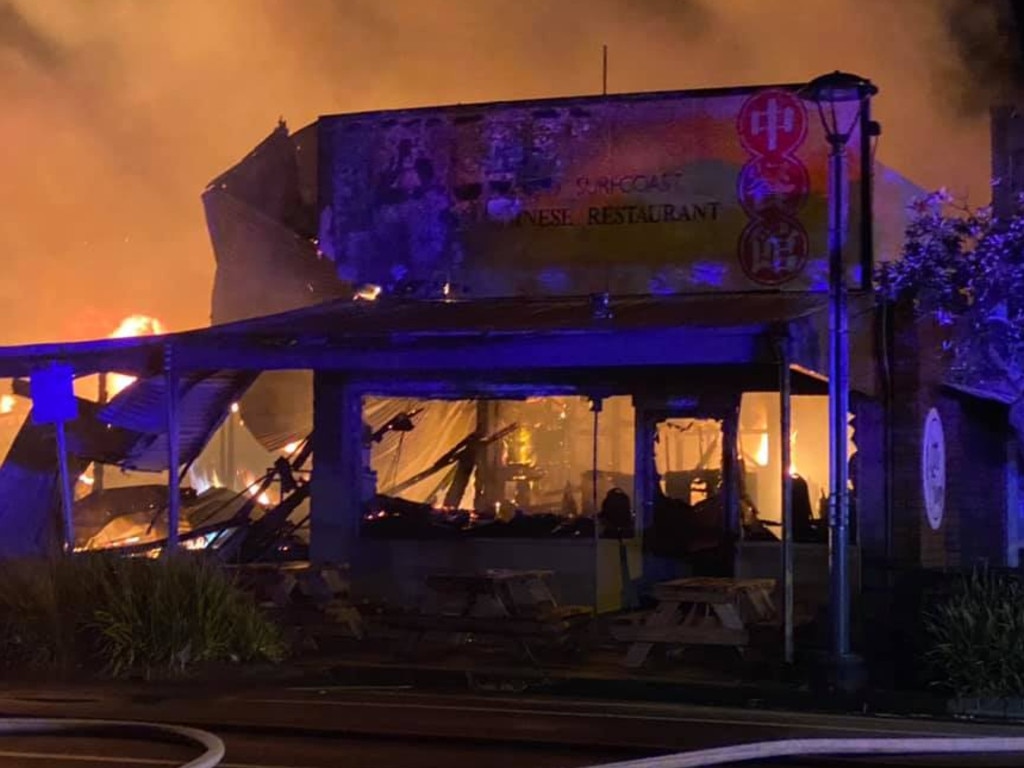 Two buildings have been completely destroyed by the fire. Picture: Great Ocean Road Brewhouse