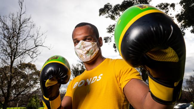 Personal trainer Marcos Souza, 38, is on JobKeeper and said he has lost 40 per cent of his business since coronavirus hit. He wants to get back to work and understands that JobKeeper must be wound back. Picture: Jake Nowakowski