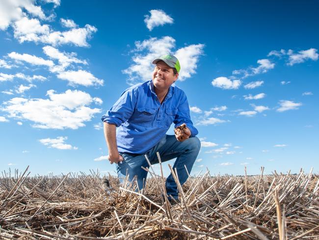 Forward-thinking passion wins prizes ... graingrower Nigel Corish at his 3600-hectare property 370km west of Brisbane. Picture: David Martinelli.
