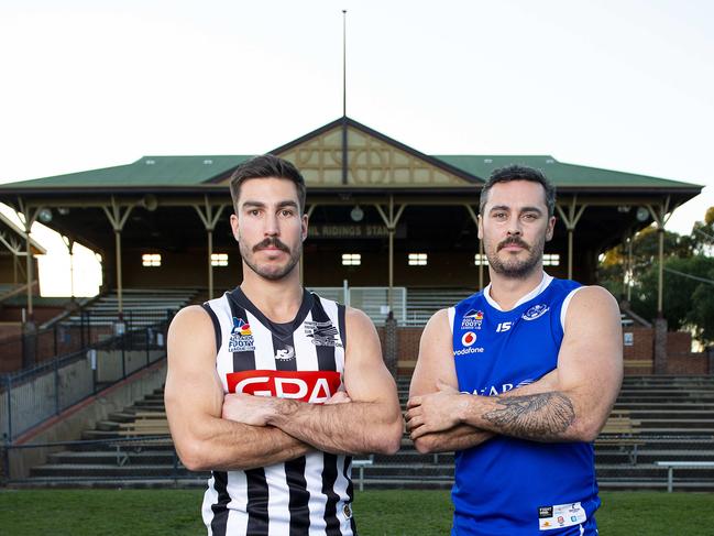 Jesse O'Brien (right) remains one of the biggest local SA footy signings this year. Picture: Mark Brake