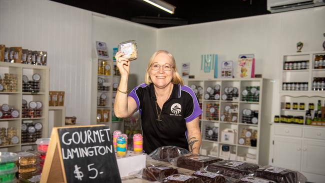 Sister Bake Co, Toogoolawah, co-owner Vicky Cherry at her new shop with a range of products on offer. PHOTO: Ali Kuchel