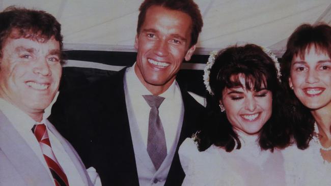 The couple with friends on their wedding day in 1986. Picture: Toby Zerna