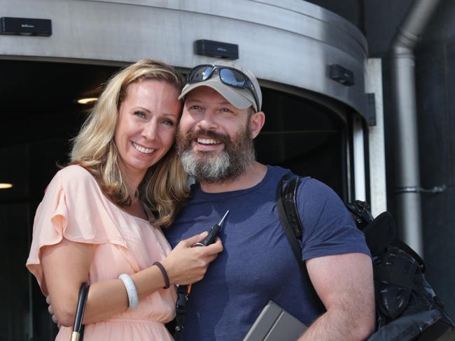 Adam Whittington arriving at Stockholm airport welcomed by his wife Karin Whittington after being detained in Beirut, Lebanon in 2016. Picture: Ella Pellegrini