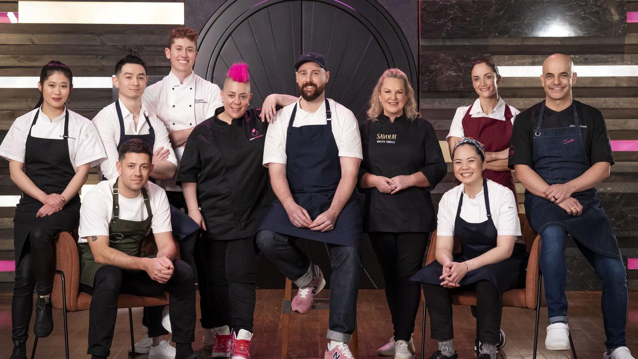 The 10 professional pastry maestros including Anna Polyviou, Adriano Zumbo, Kirsten Tibballs and dessert king Reynold Poernomo, who honed his wizardry in the pressure cooker that is the MasterChef kitchen. Picture: Ten