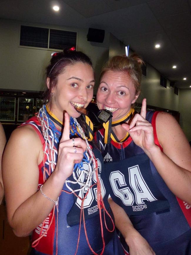 Michelle's netball premiership win alongside Rovers teammate Aimee Rodda. Picture: SUPPLIED