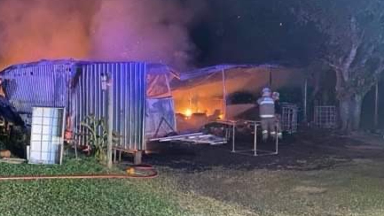 A fire has destroyed a shed and most of the household possessions Katya Galley had stored in it while their house on their West Plane Creek Rd undergoes renovations. The fire broke out about 2.45am on Monday, June 20, 2022. Picture: Katya Galley