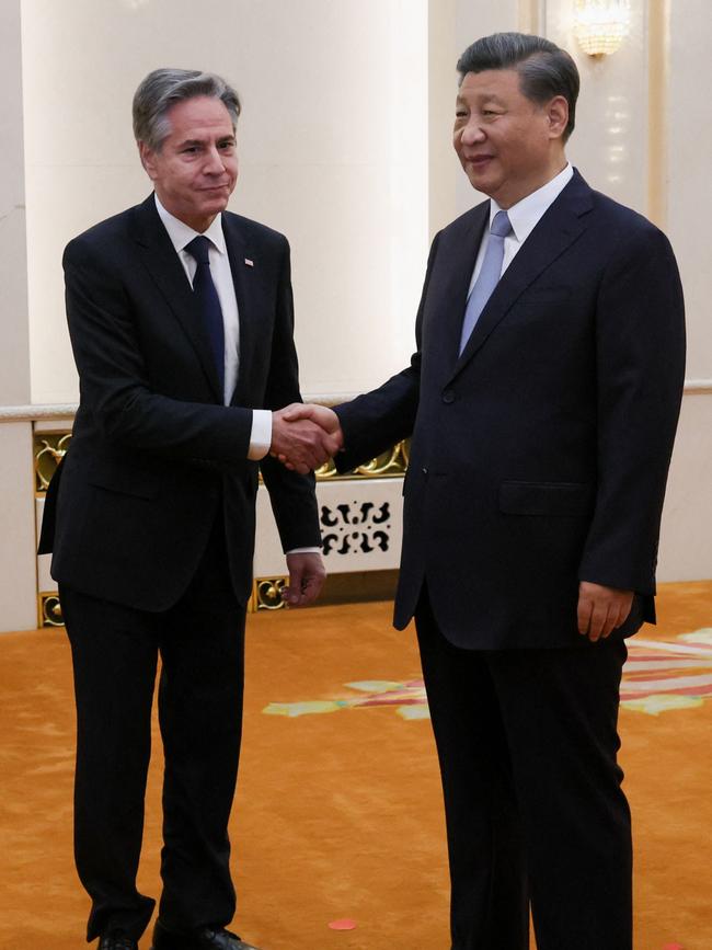 US Secretary of State Antony Blinken with China's President Xi Jinping. Picture: AFP