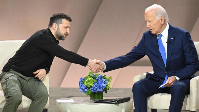 US President Joe Biden meets with Ukraine's President Volodymyr Zelensky on the sidelines of the NATO Summit.