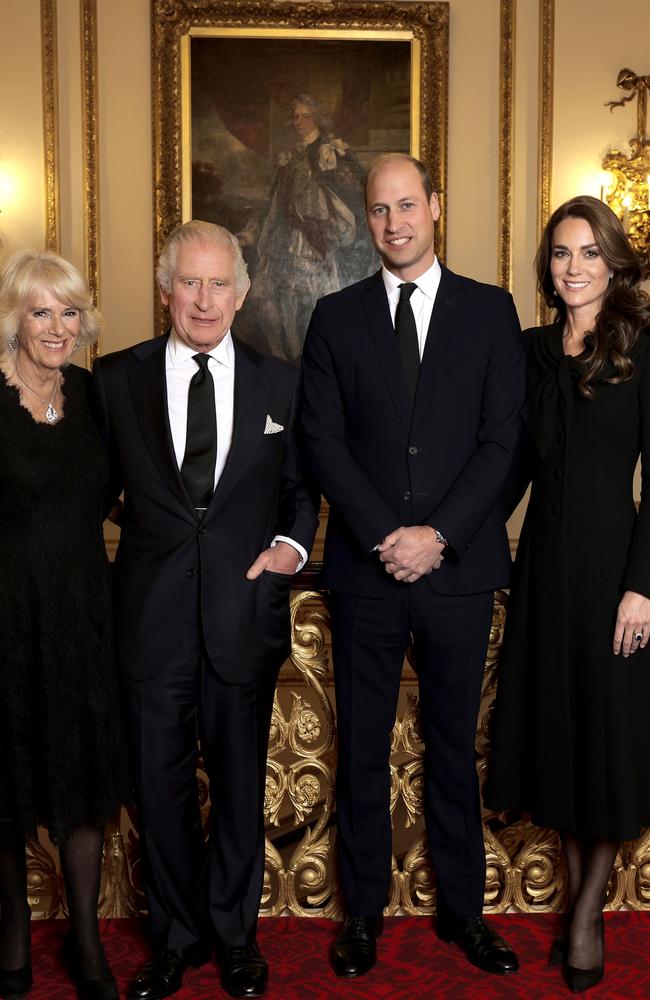 Camilla, Queen Consort, King Charles III, Prince William, Prince of Wales and Catherine, Princess of Wales. Picture: Getty Images