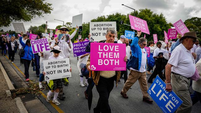 The anti-abortion ‘Walk For Life March’ in the CBD earlier this month. Picture: Mike Burton