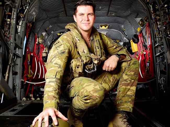 CH47 Chinook pilot, CAPT Byron Clarke at Townsville RAAF Base. Picture: Shae Beplate.